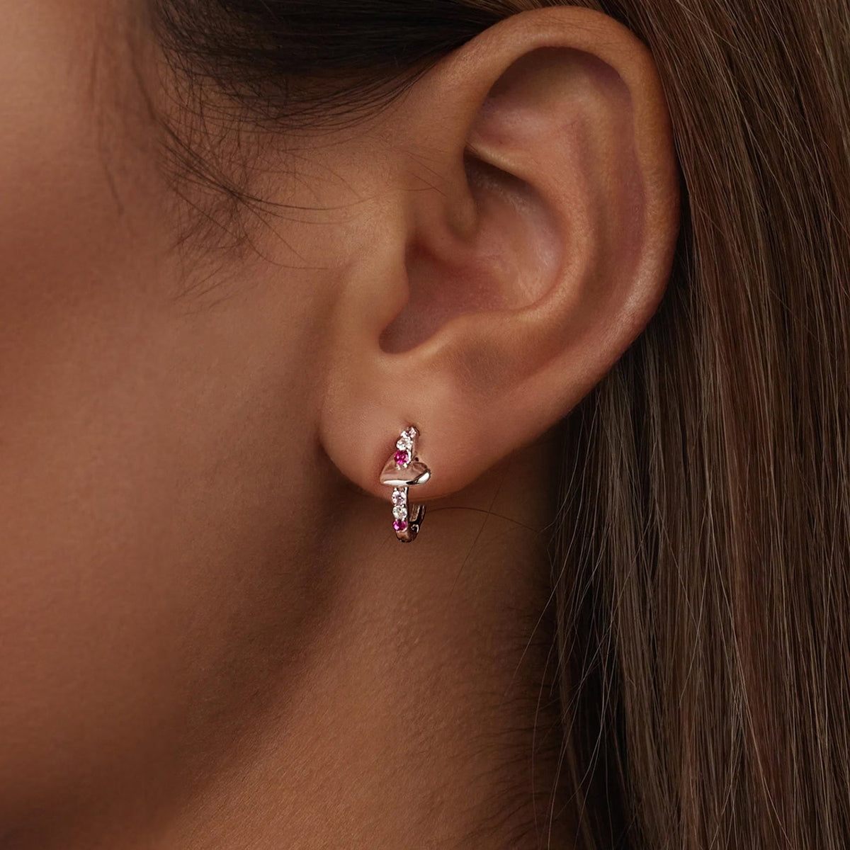 Boucles d'oreilles en argent sterling 925 avec pavé de zircones cubiques en or blanc, 1.2*0.6cm pour femme