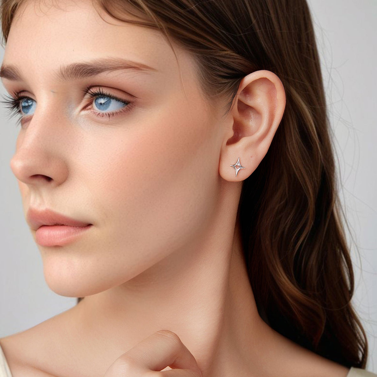 Boucles d'oreilles en argent sterling 925 1,2x0,9cm