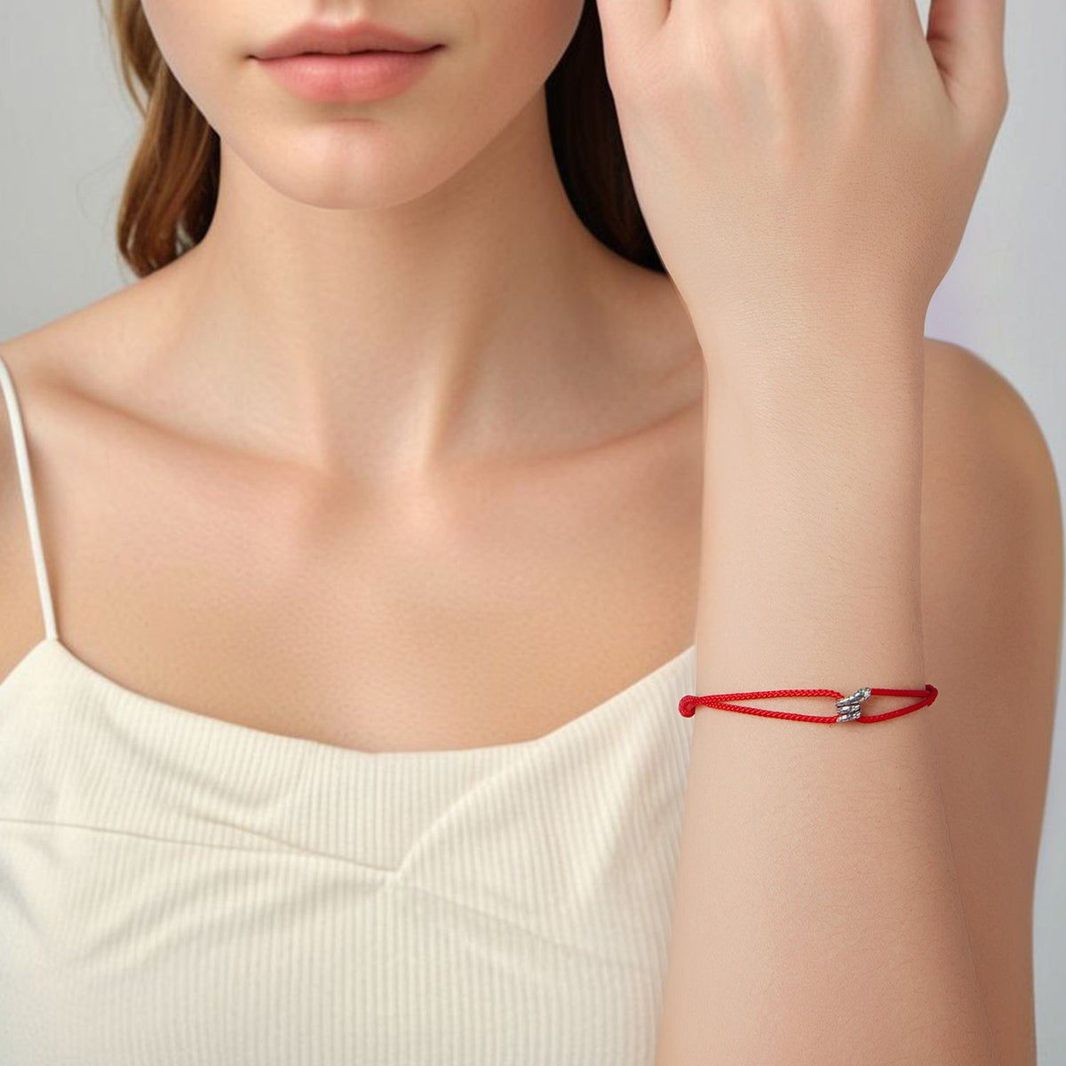 Bracelet ajustable en argent sterling 925 avec zircons cubiques et corde de coton pour femme