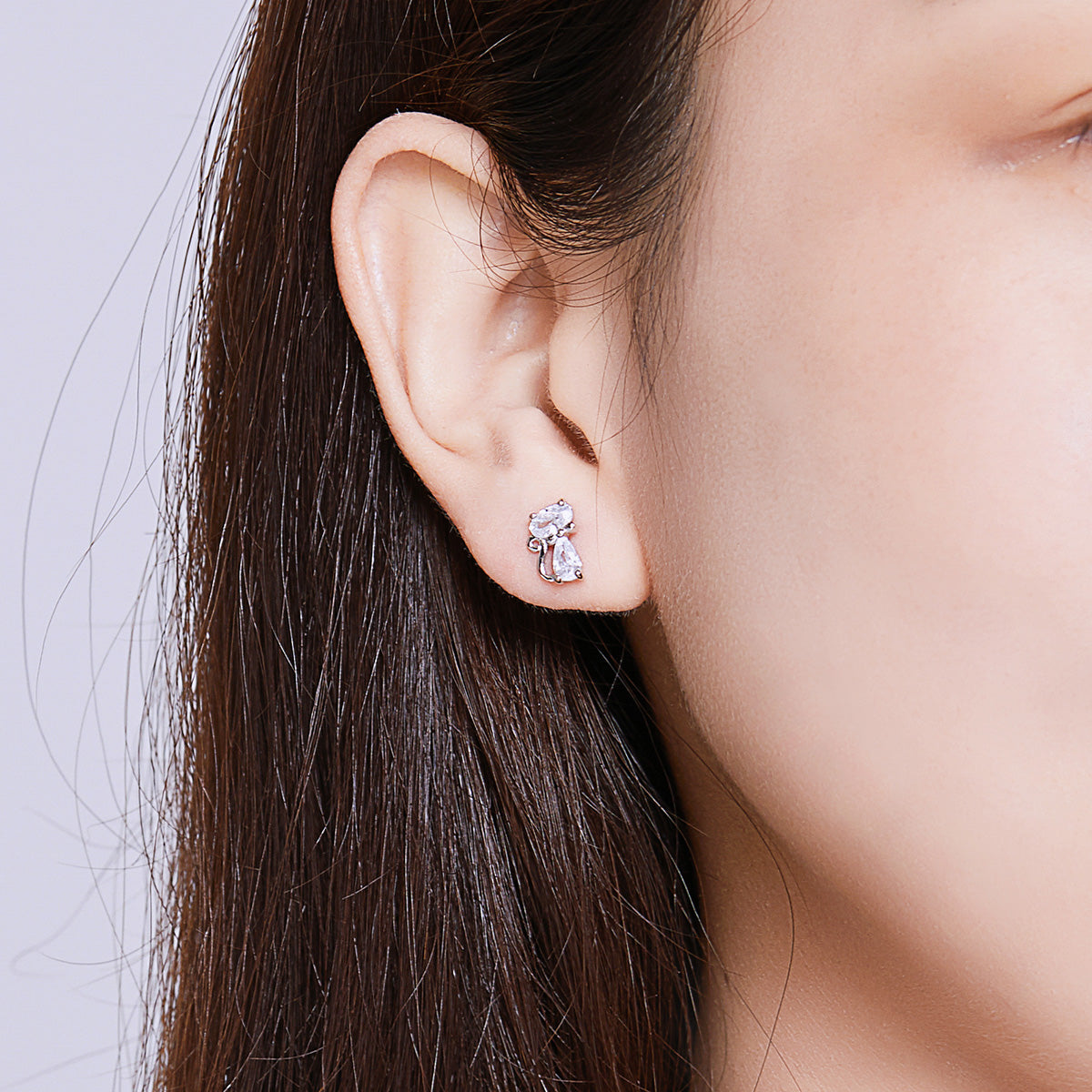 Boucles d'oreilles en argent sterling 925 plaqué platine avec oxyde de zirconium serti pavé pour femme