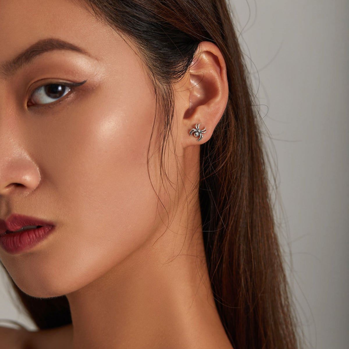 Boucles d'oreilles en argent oxydé S925 pour femme