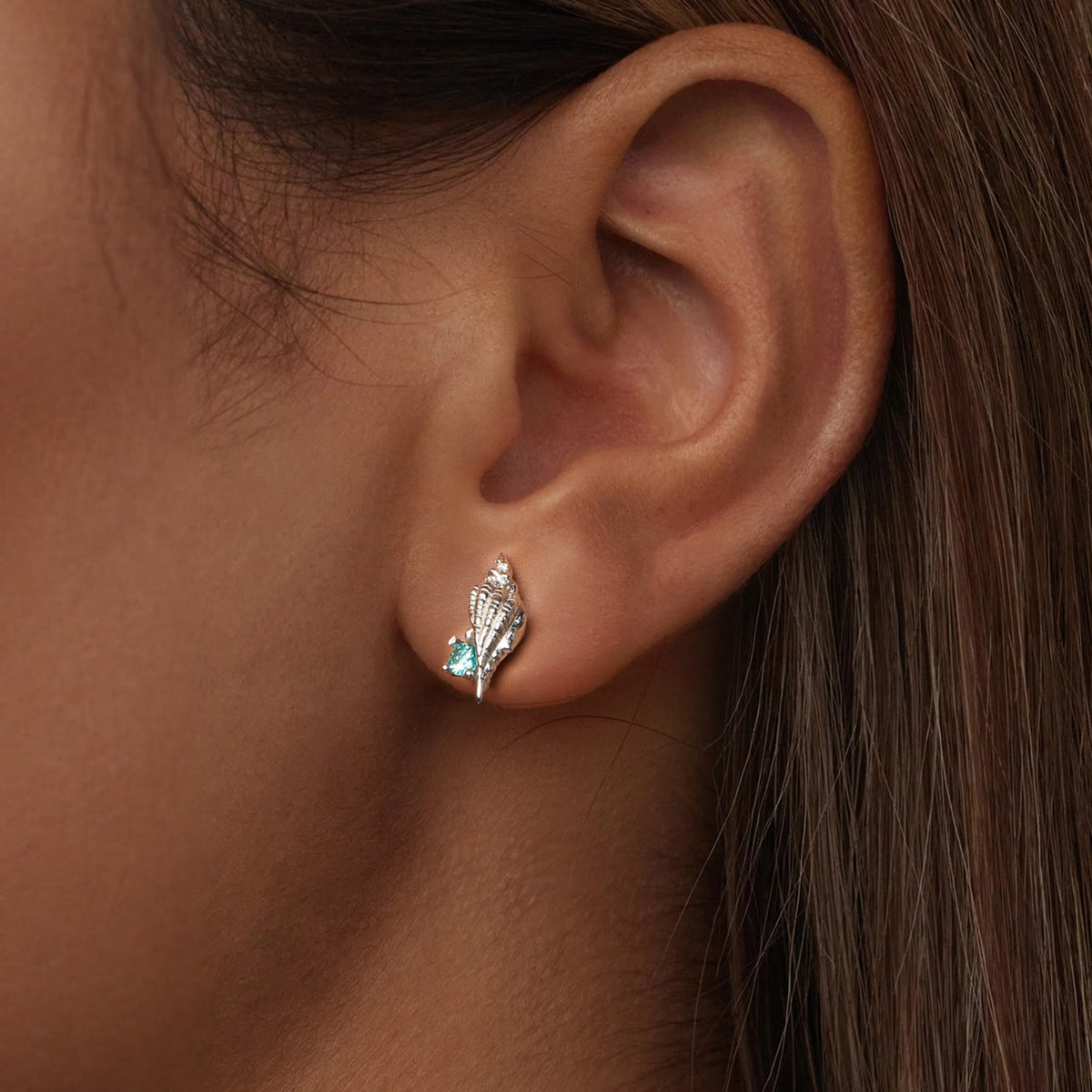 Boucles d'oreilles en argent sterling 925 avec verre transparent, 5x12mm pour femme