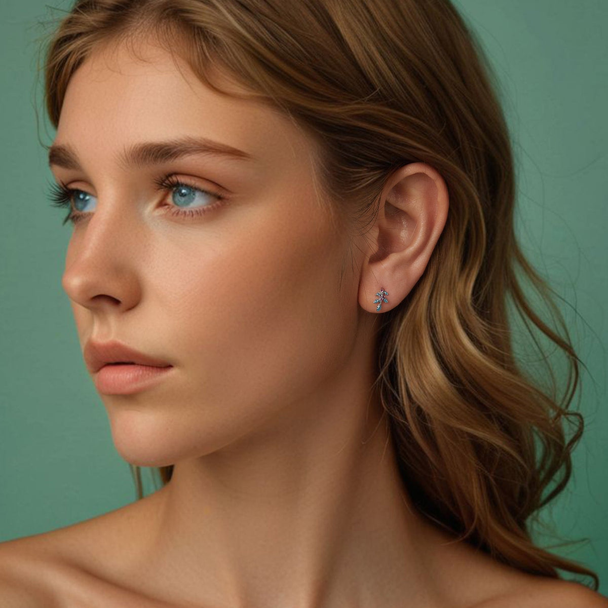 Boucles d'oreilles en émail plaqué or blanc en argent sterling 925