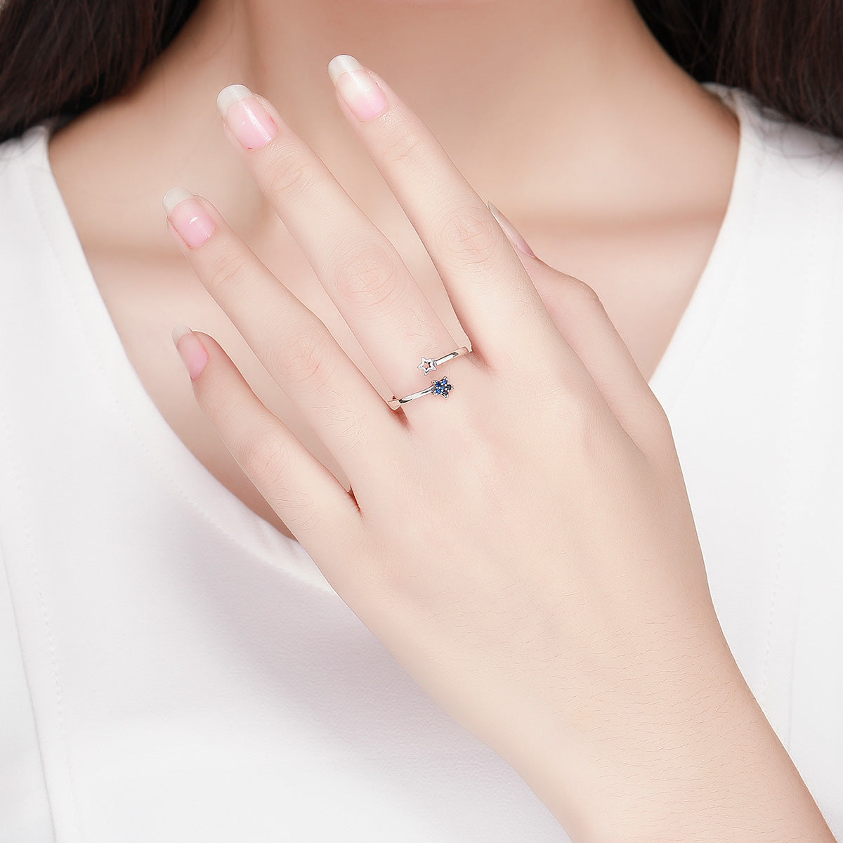 Bague ajustable en argent sterling 925, largeur 0,2 cm, taille 1,1*0,7 cm, femme