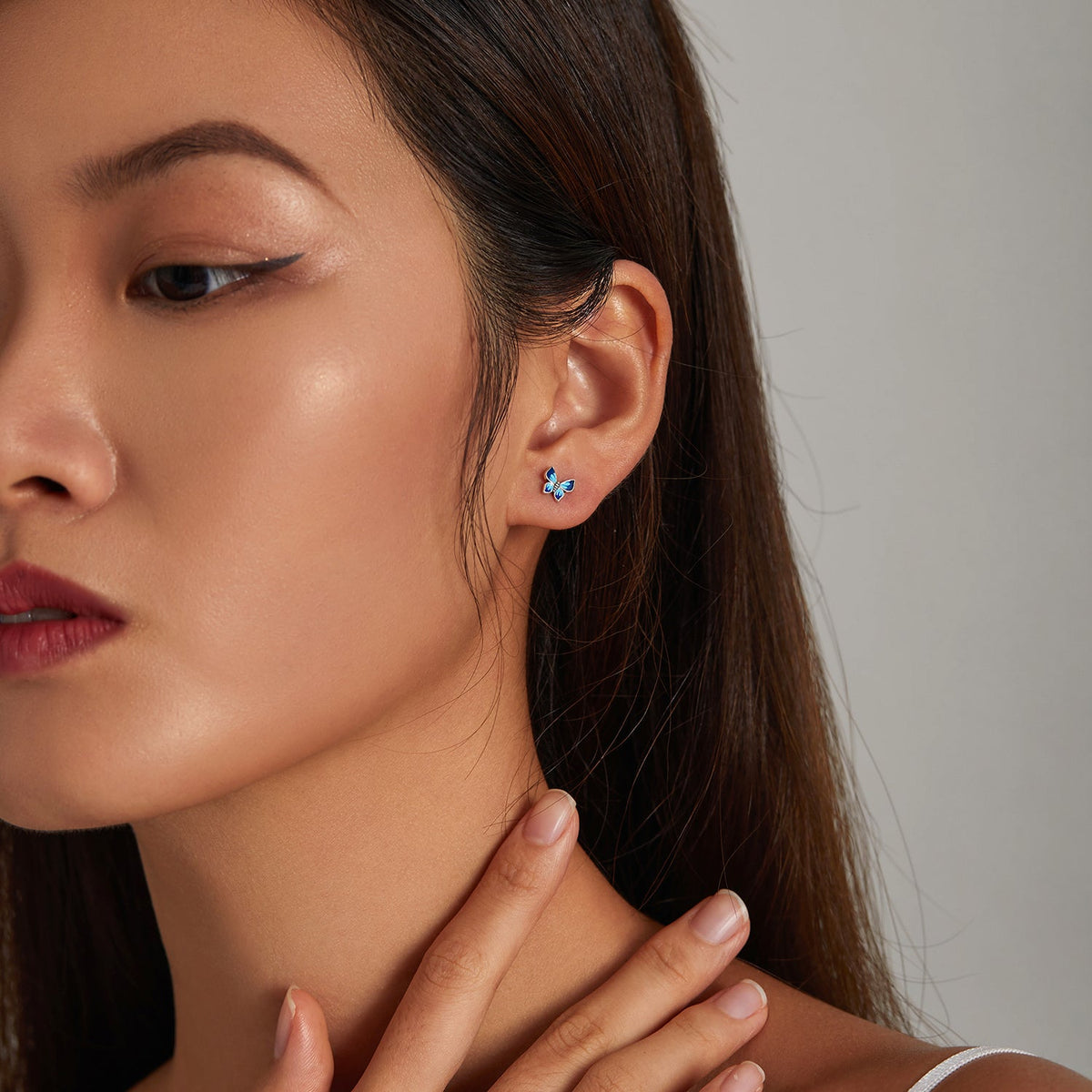 Boucles d'oreilles en argent sterling S925 émaillé et oxydé pour femmes