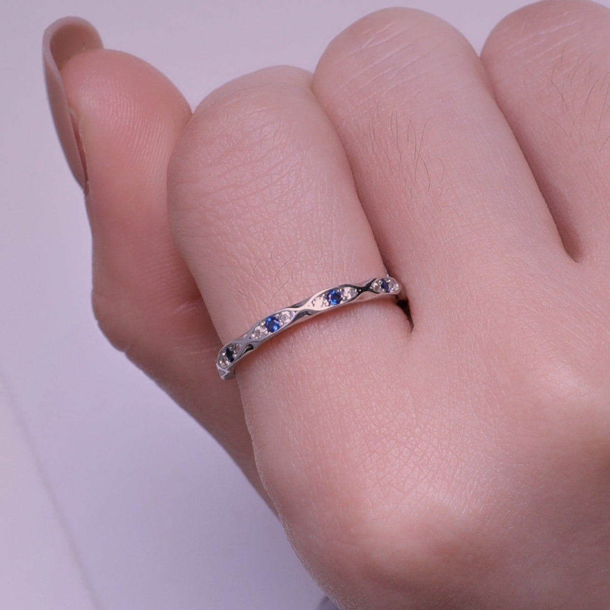 Bague en argent sterling 925 avec pavé de zircons cubiques, taille 6.0 pour femme