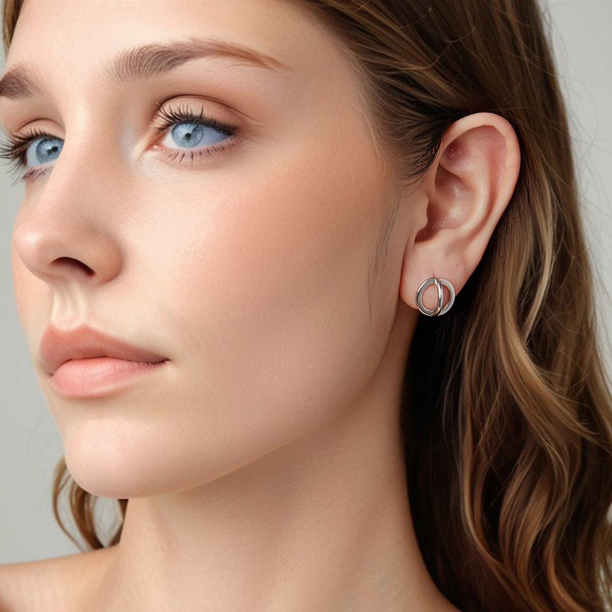 Boucles d'oreilles en argent sterling 925 - Finition argent vieilli, 1,3 cm pour femme