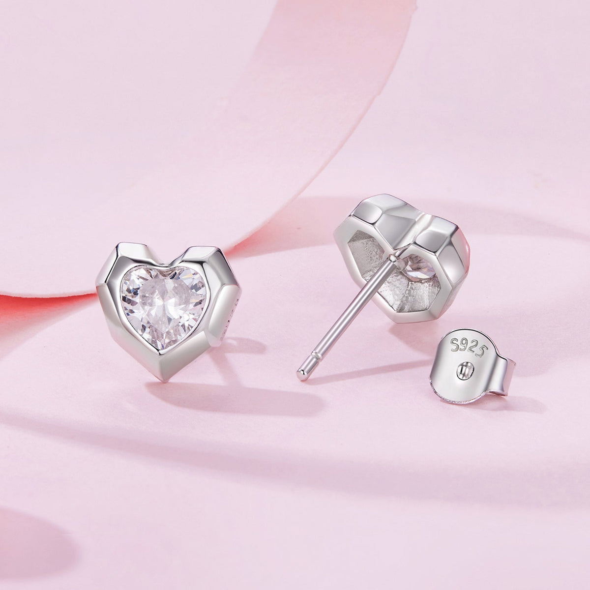 Boucles d'oreilles en argent sterling 925 avec oxyde de zirconium serti pavé en or blanc, 0,8 x 0,9 cm
