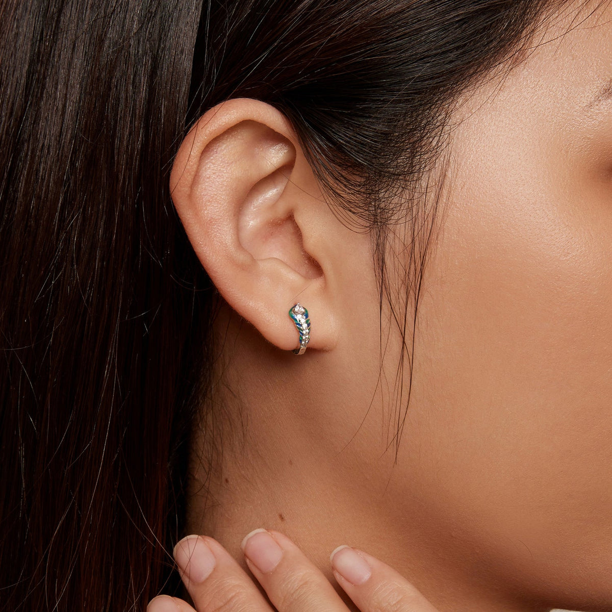 Boucles d'oreilles pendantes en argent sterling 925 émaillées oxydées avec pavé pour femmes