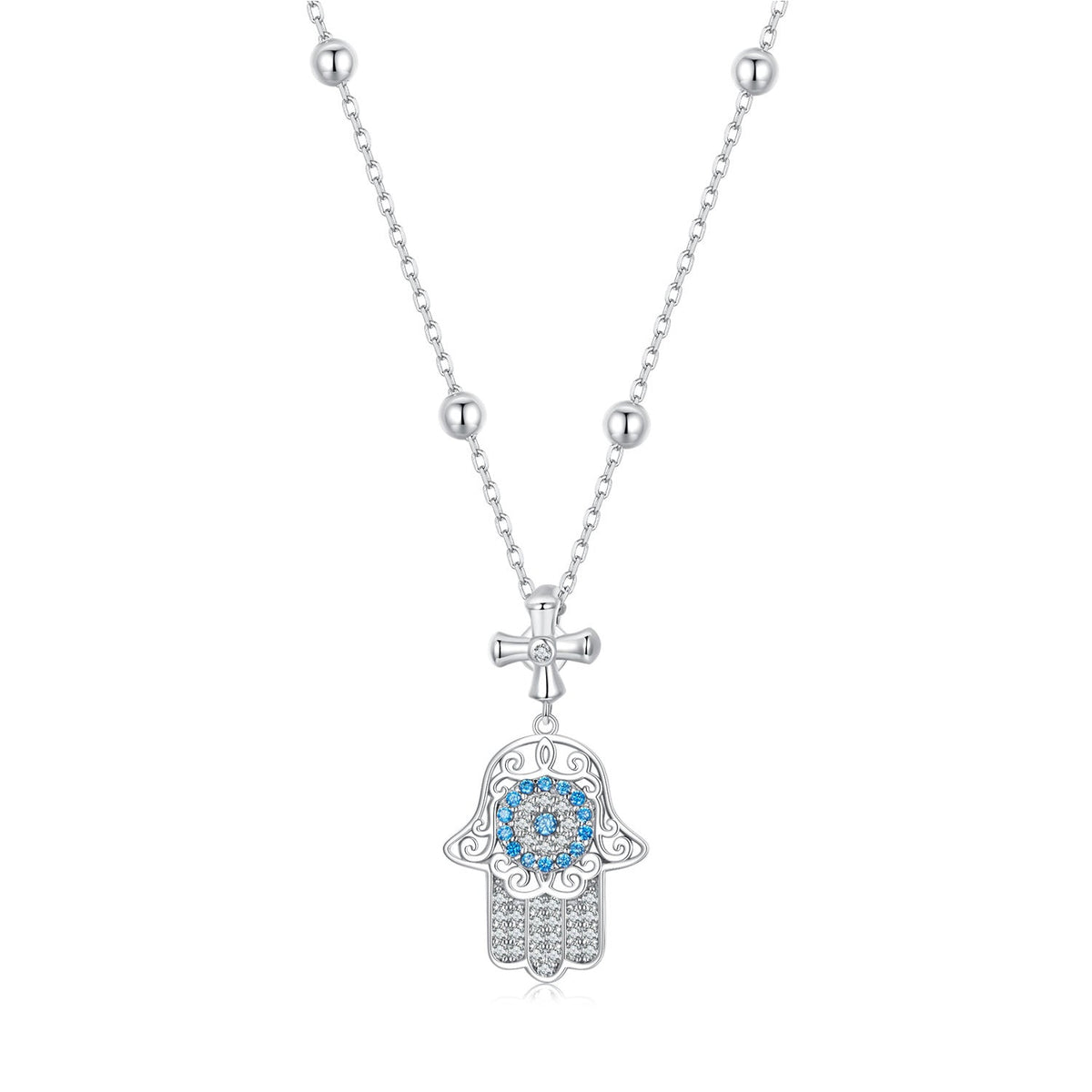 Collier en argent sterling 925 avec oxyde de zirconium serti pavé - Longueur 400mm