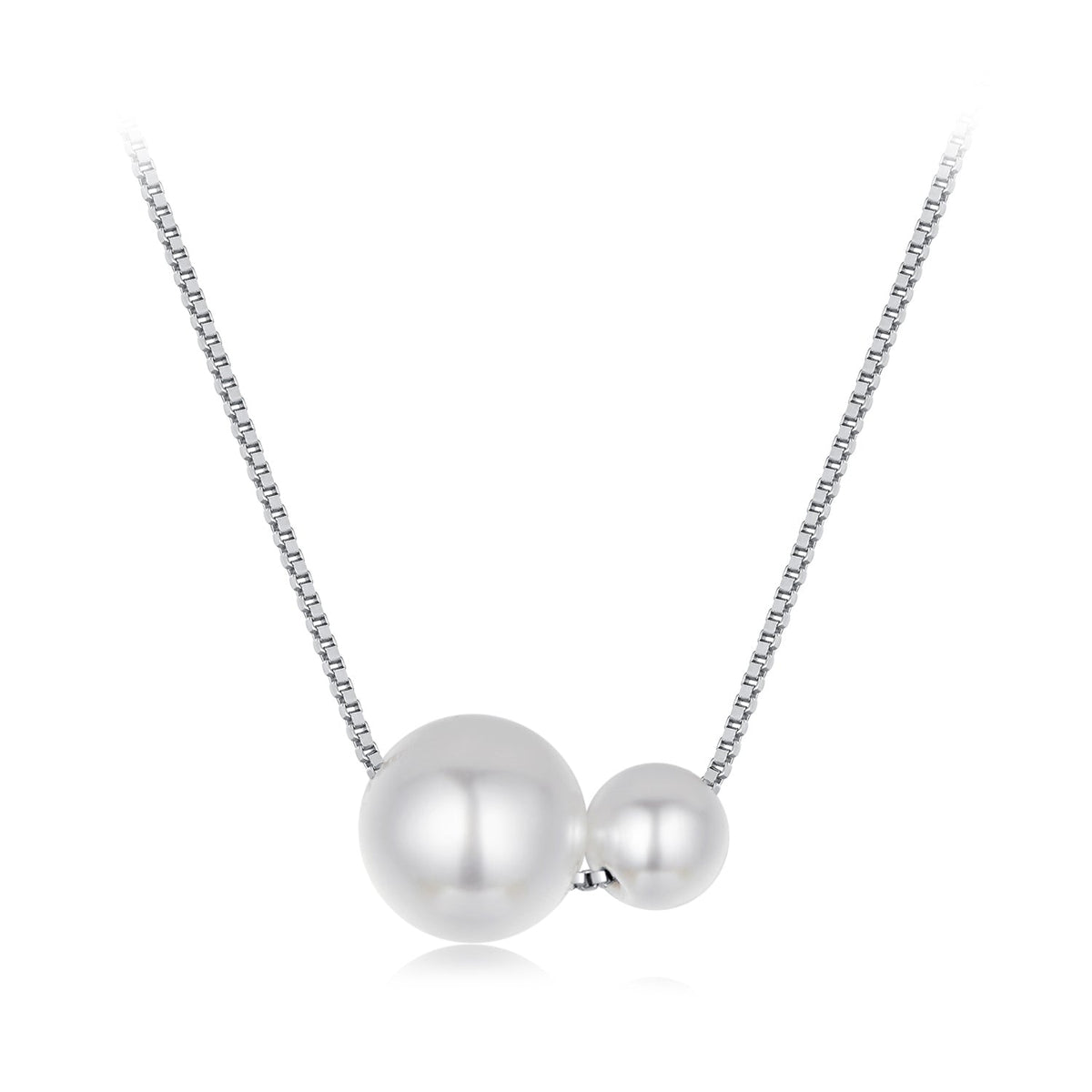 Collier Ajustable en Perles pour Femme en Argent Sterling 925 et Plaqué Or Blanc