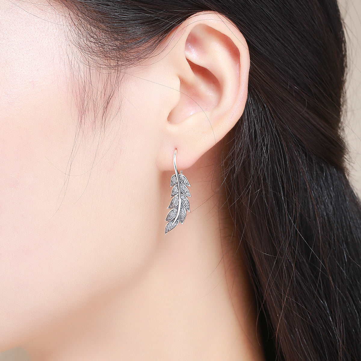 Boucles d'oreilles en argent sterling 925 avec oxyde de zirconium serti pavé