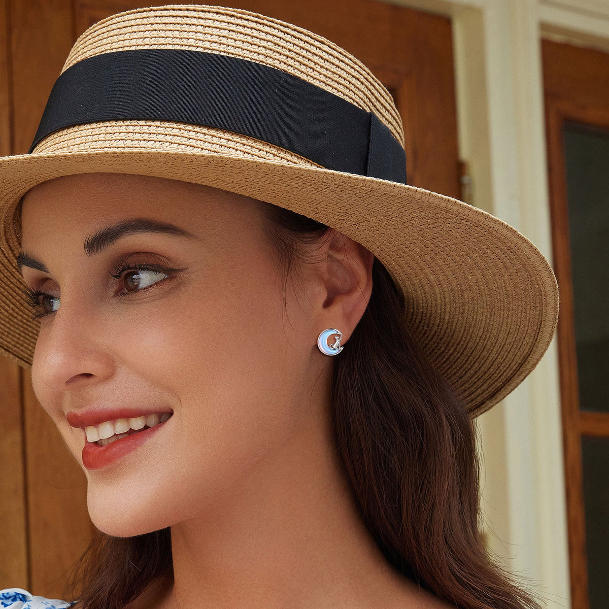 Boucles d'oreilles en argent sterling 925 avec verre transparent, 13mm x 12mm pour femme