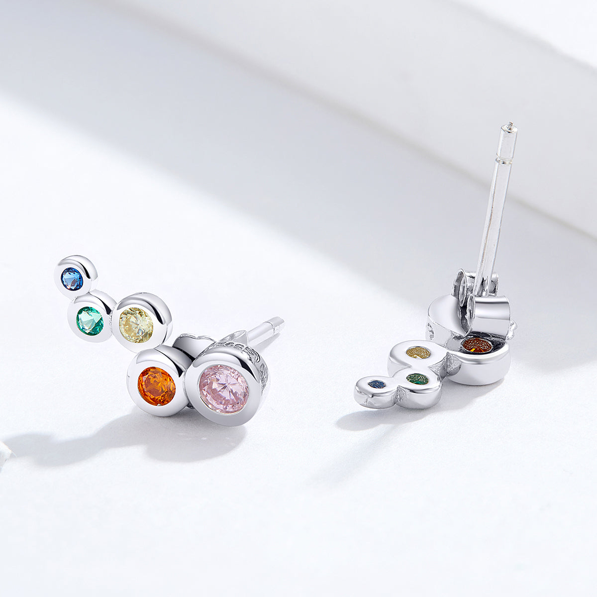 Boucles d'oreilles en argent sterling 925 avec zircons cubiques sertis pavé, 0,5x1,2 cm pour femme