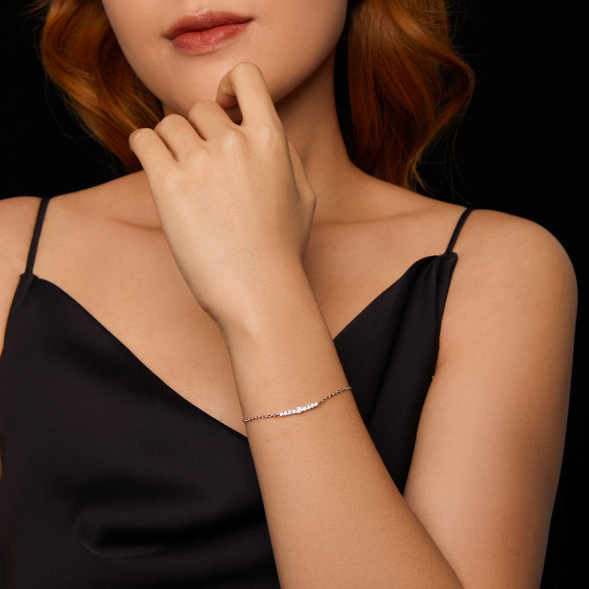 Bracelet pour Femme en Argent Sterling 925 et Moissanite, Plaqué Or Blanc, 15+6cm