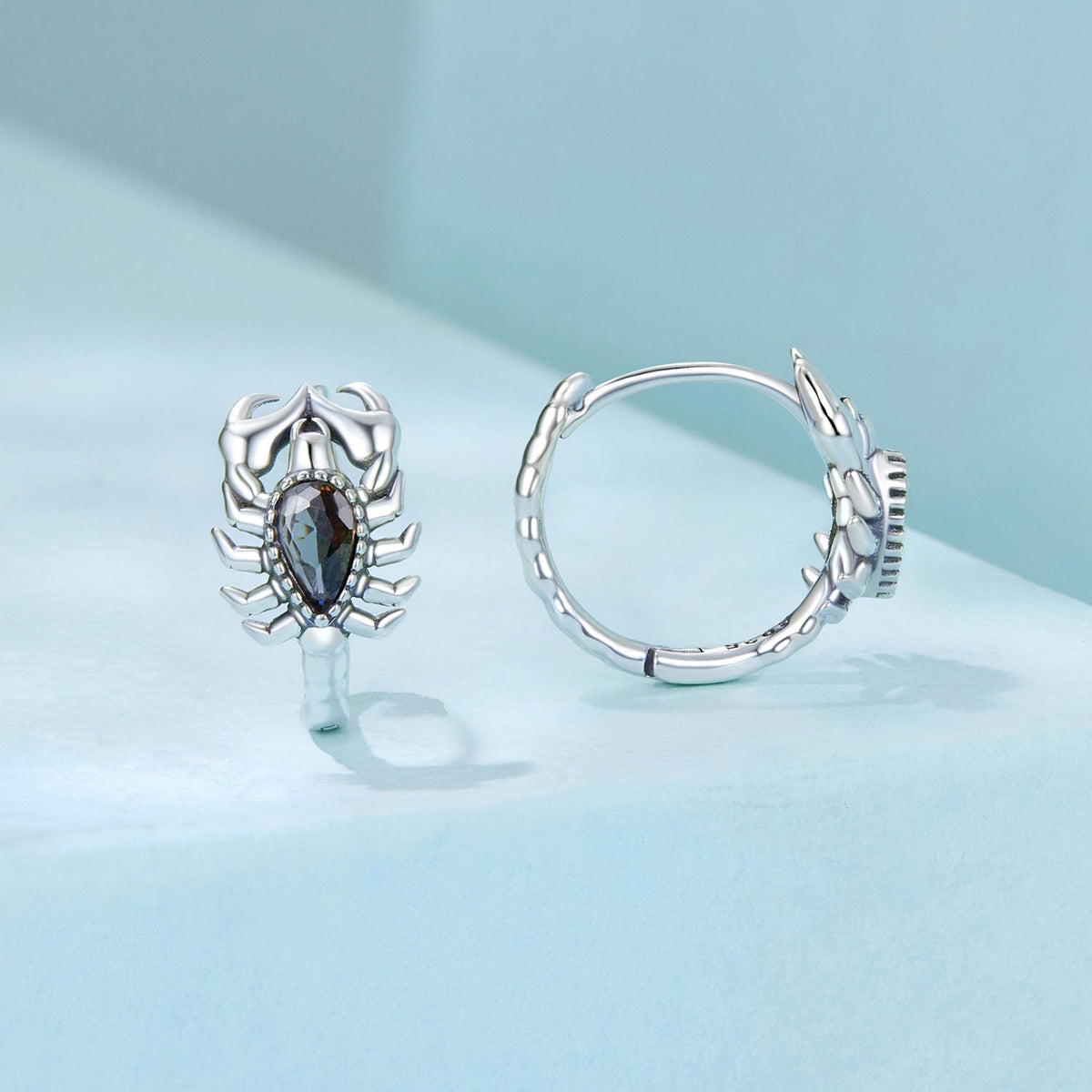 Boucles d'oreilles en argent sterling 925 avec verre transparent - 13*8mm pour femme