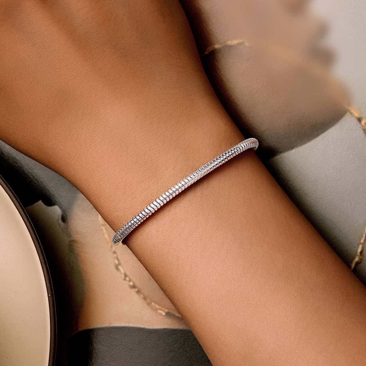 Bracelet pour femmes en argent sterling 925 plaqué platine, longueur 140 mm, épaisseur de chaîne 3 mm