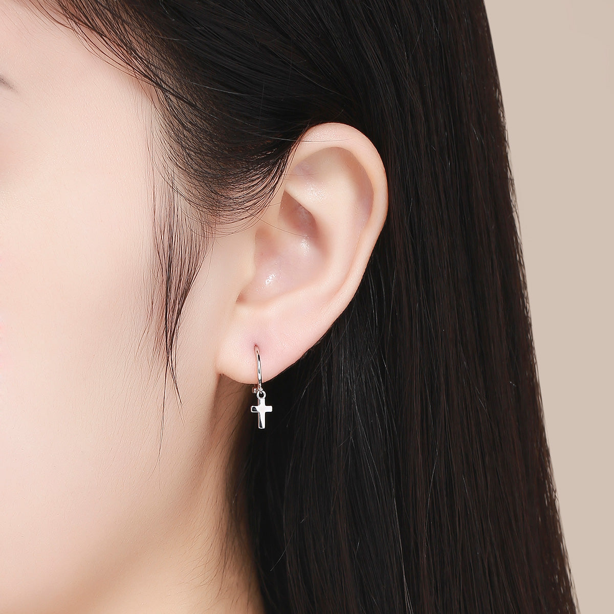 Boucles d'oreilles en argent sterling 925 plaqué platine 1,9*0,5cm pour femme