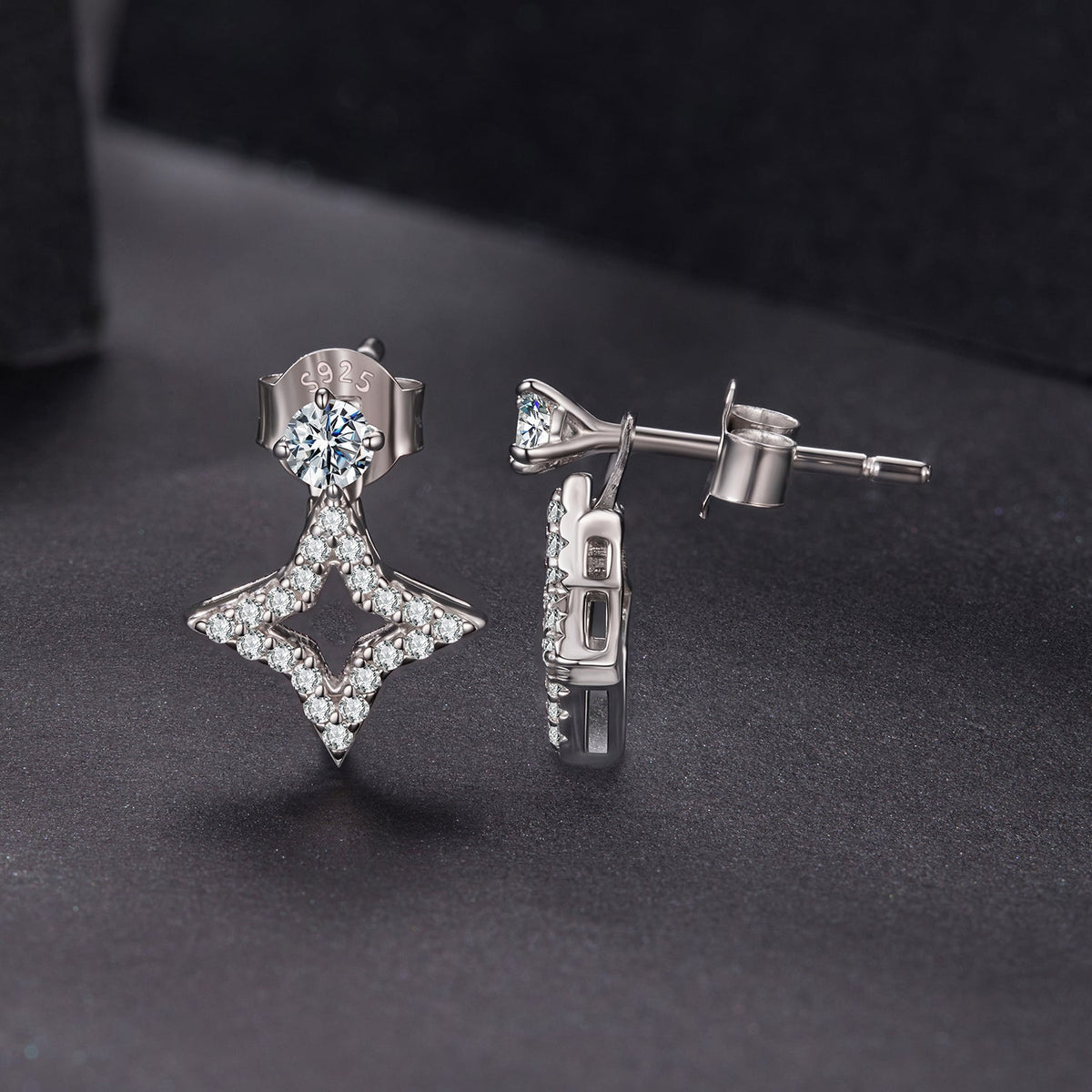 Boucles d'oreilles en argent sterling 925 avec moissanite 0,1 carat pour femme