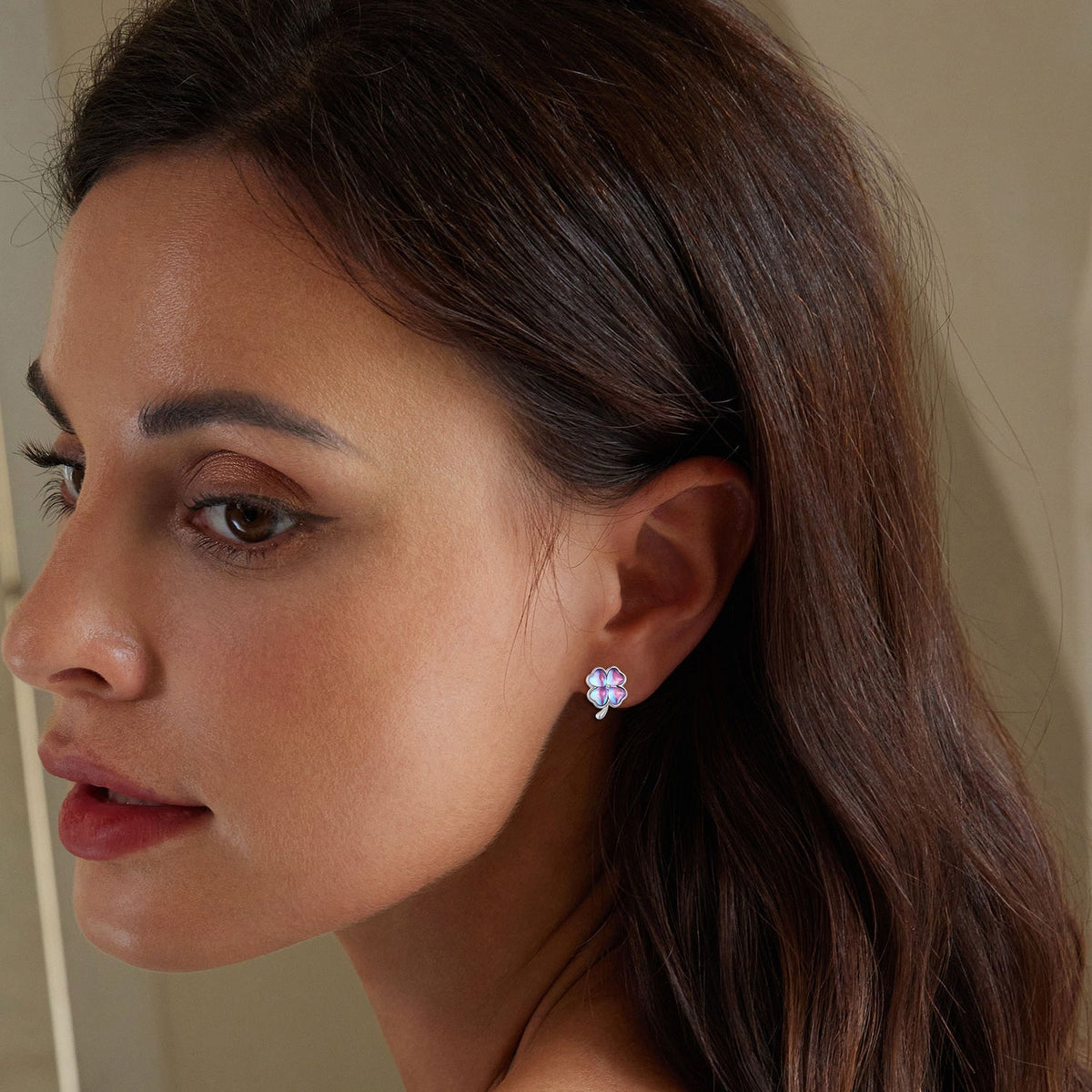 Boucles d'oreilles en argent sterling 925 et verre transparent pour femme