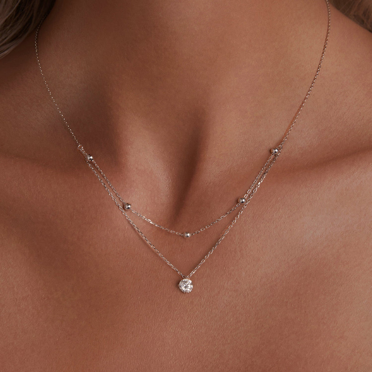 Collier moissanite 5,0 mm en argent sterling 925 plaqué platine pour femme