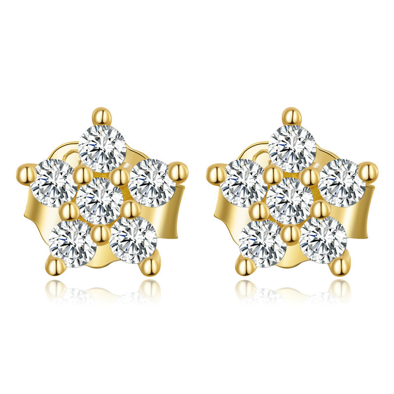 Boucles d'oreilles pour femme en argent sterling 925 plaqué platine, serties pavé d'oxydes de zirconium
