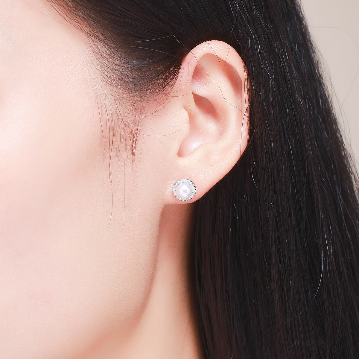 Boucles d'oreilles en argent sterling 925 avec perles de culture d'eau douce et oxydes de zirconium pour femme