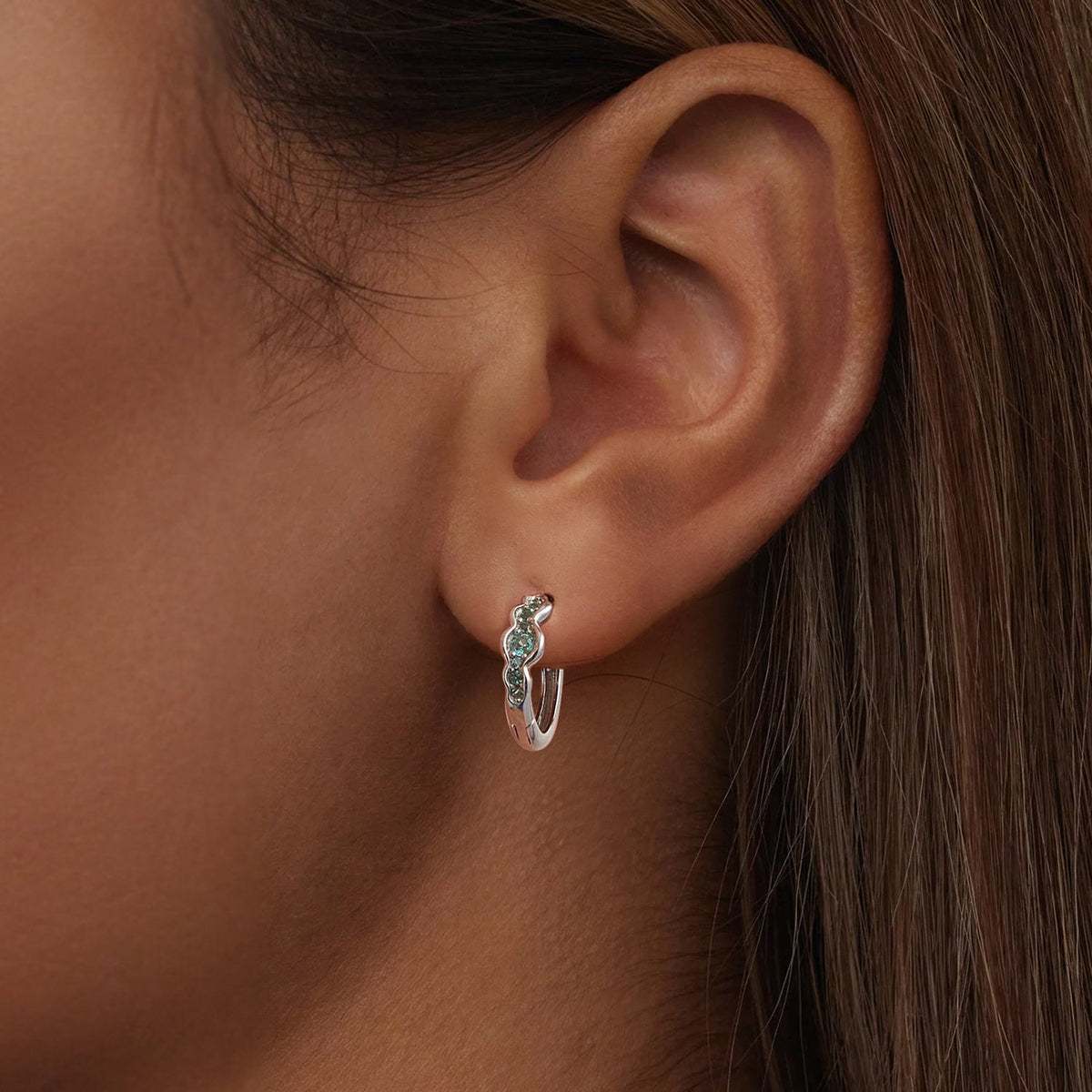 Boucles d'oreilles pour femme en argent sterling 925 avec zircons cubiques sertis pavé