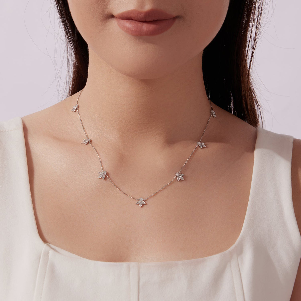 Collier en argent sterling 925 avec moissanite de 0,25 carat et pavage pour femmes