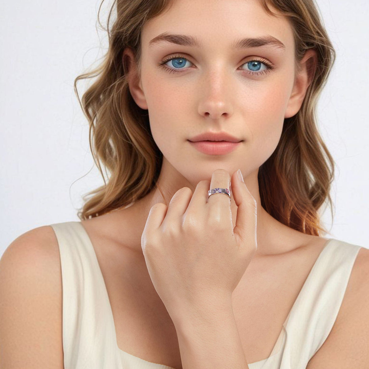 Bague en argent sterling 925 émaillée, taille 6.0 pour femme