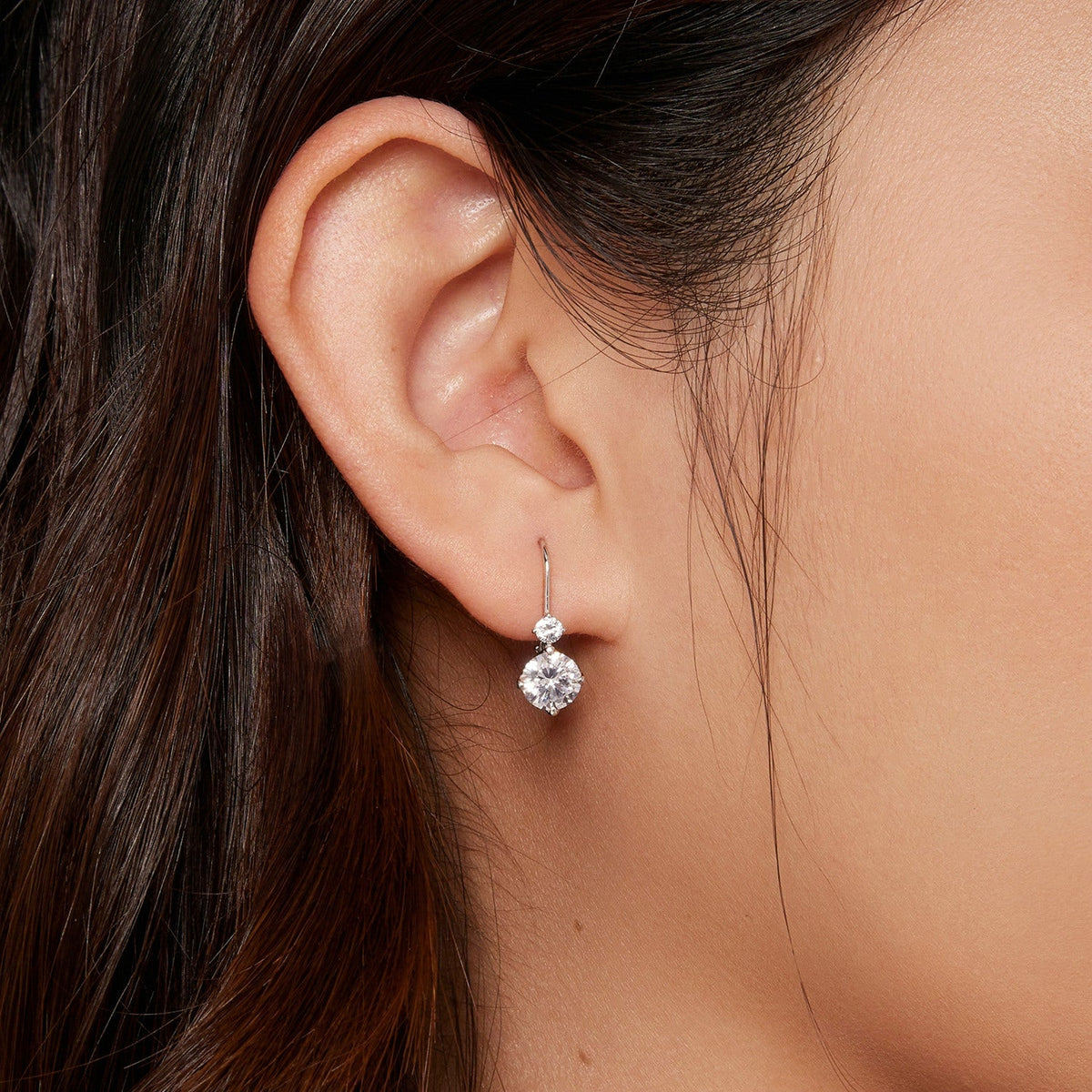 Boucles d'oreilles en argent sterling 925 et moissanite avec sertissage pavé, 6,5 mm, pour femme