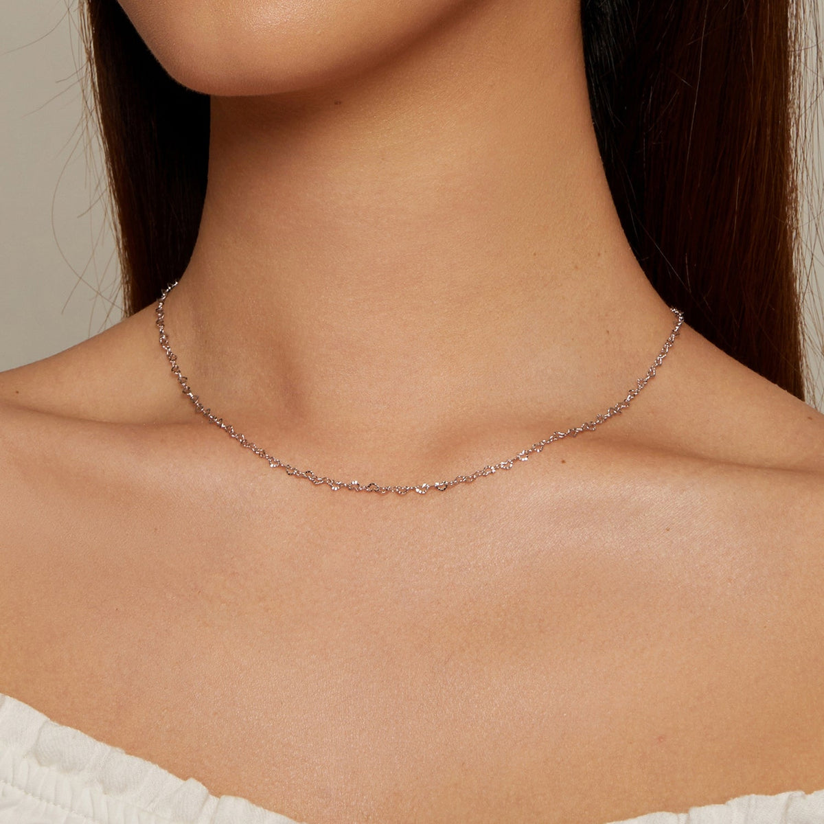 Collier en Argent Sterling 925 avec Placage Platine, 395+55mm de Longueur, 3.0mm de Largeur pour Femme