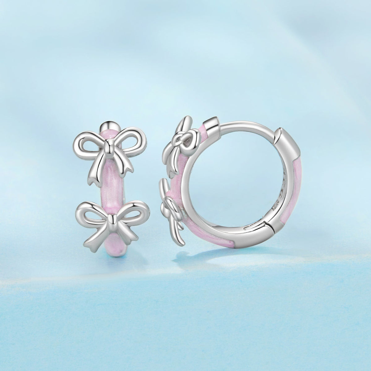 Boucles d'oreilles en argent sterling 925 émaillé et plaqué or blanc pour femme