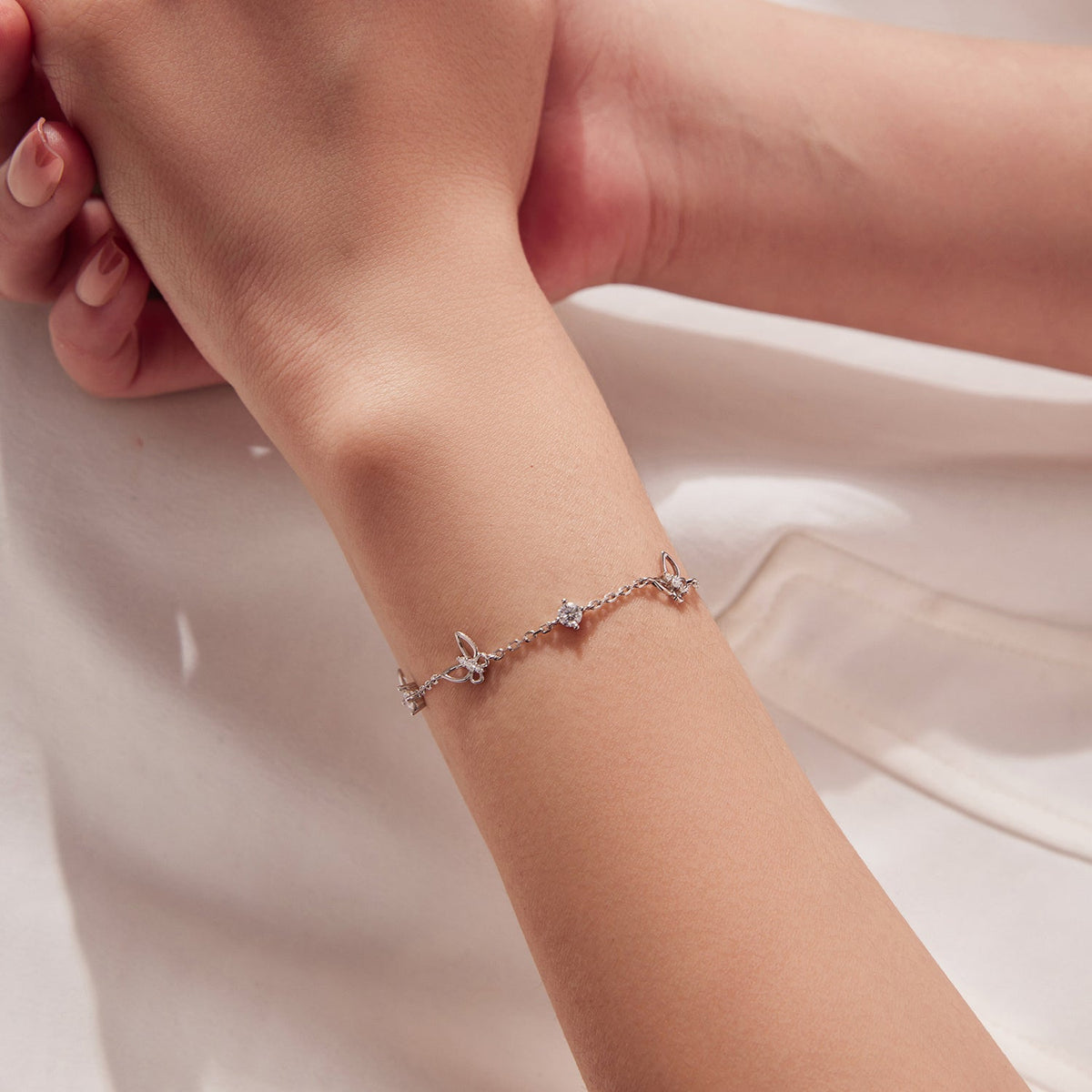 Bracelet pour femme en argent sterling 925 plaqué or blanc avec moissanite, 15+6cm