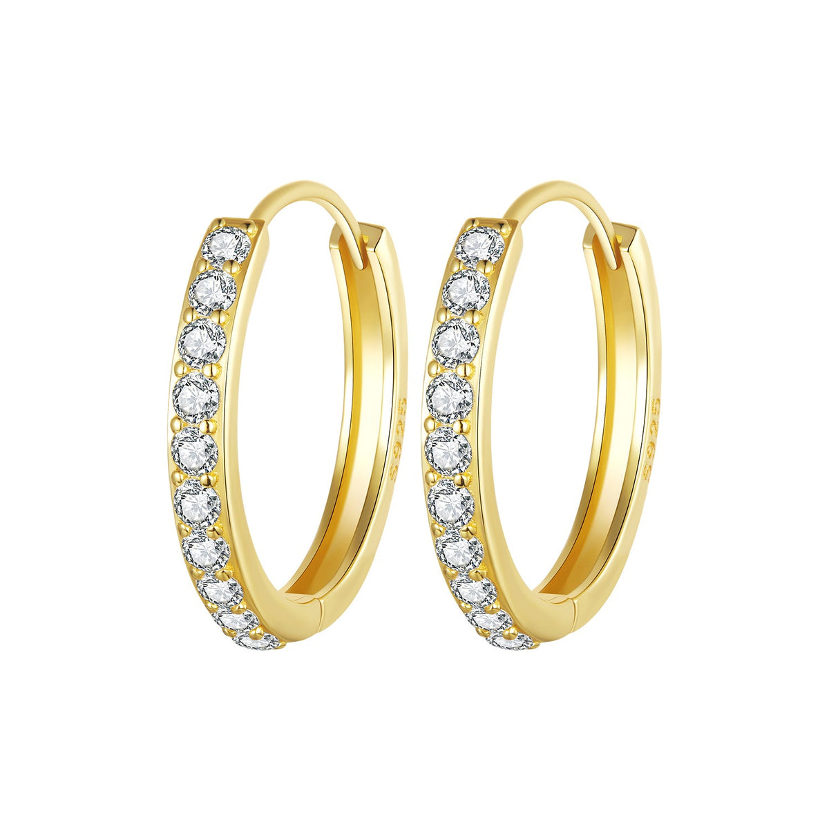 Boucles d'oreilles en argent sterling 925 plaqué or avec pavé pour femmes