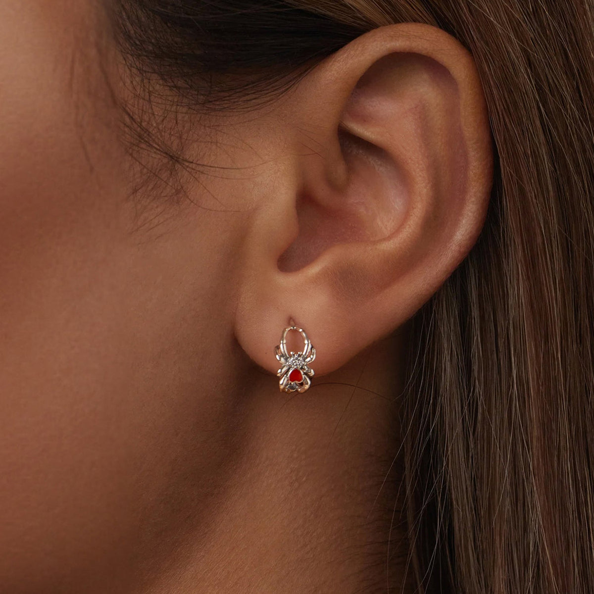 Boucles d'oreilles en argent sterling 925 avec zircons cubiques sertis pavé et émail