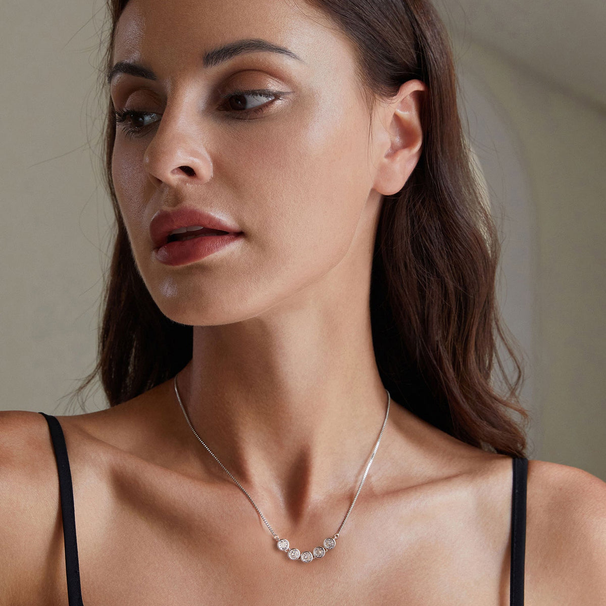 Collier pour femme en argent sterling 925 plaqué platine et moissanite 4mm