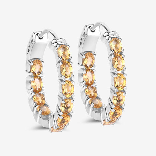 Boucles d'oreilles en argent sterling .925 et citrine véritable de 3,20 carats
