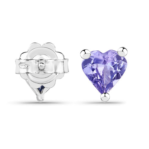 Boucles d'oreilles en argent sterling .925 avec tanzanite véritable de 0,90 carat