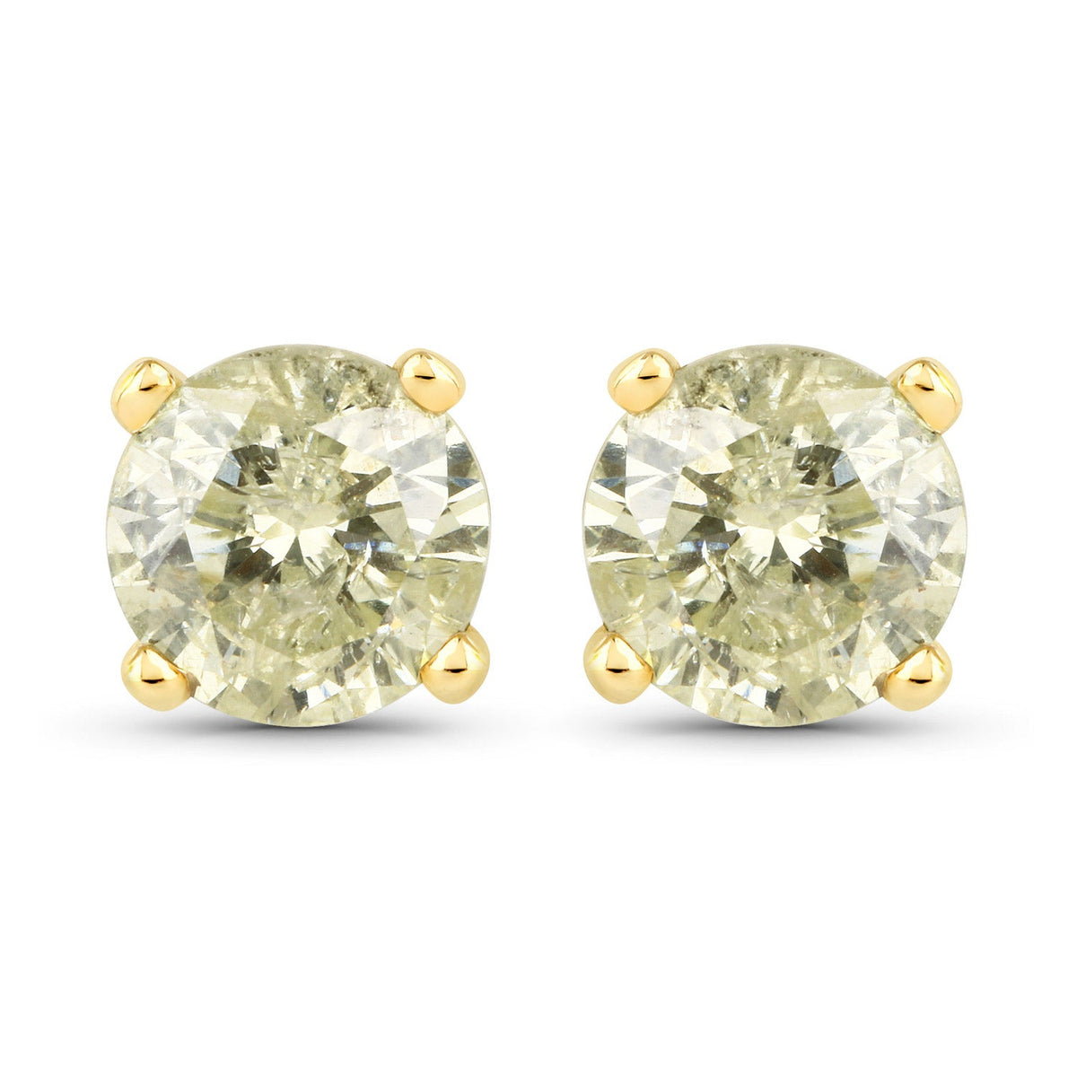 Boucles d'oreilles en or jaune 14 carats avec diamant véritable LB de 1,15 carat