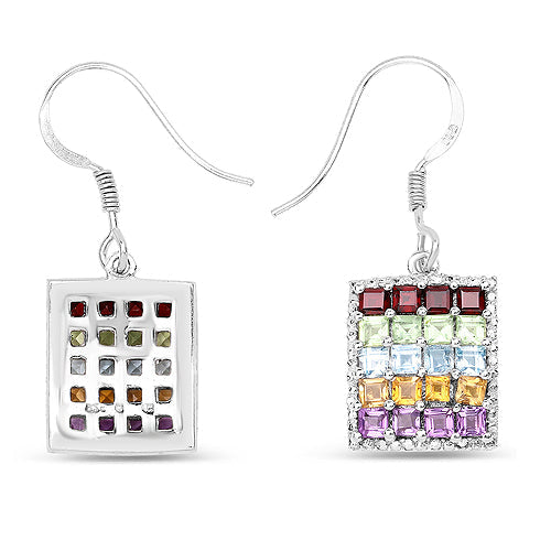 Boucles d'oreilles en argent sterling 925 et pierres multiples naturelles de 4,32 carats