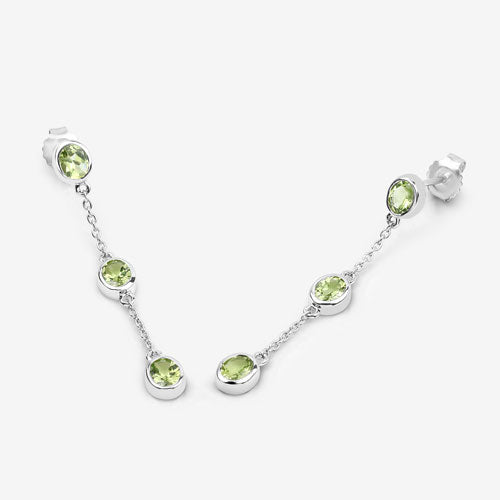 Boucles d'oreilles en péridot véritable de 2,10 carats en argent sterling 925