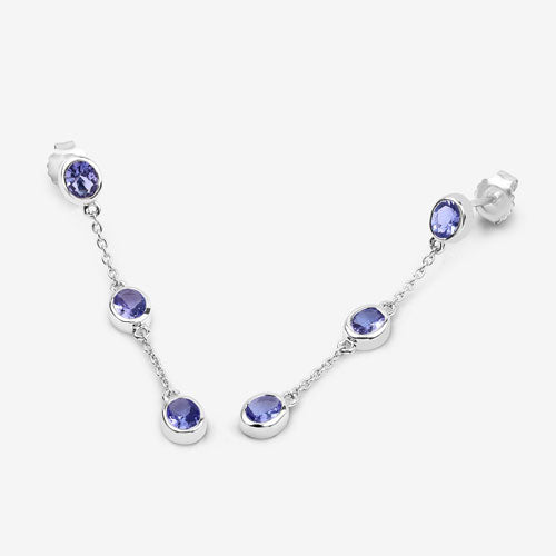 Boucles d'oreilles en argent sterling .925 avec tanzanite véritable de 1,98 carat