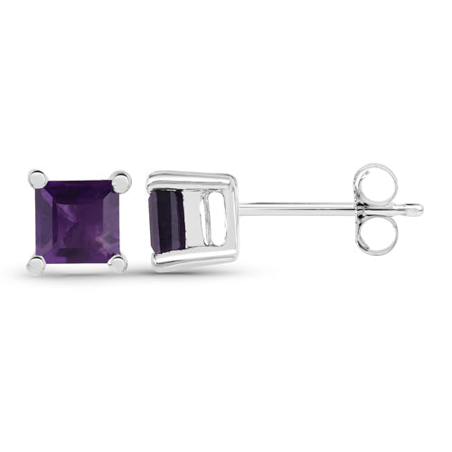 Boucles d'oreilles en argent sterling .925 avec améthyste véritable de 0,80 carat