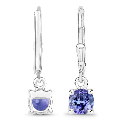 Boucles d'oreilles en argent sterling 925 et tanzanite véritable de 0,94 carat