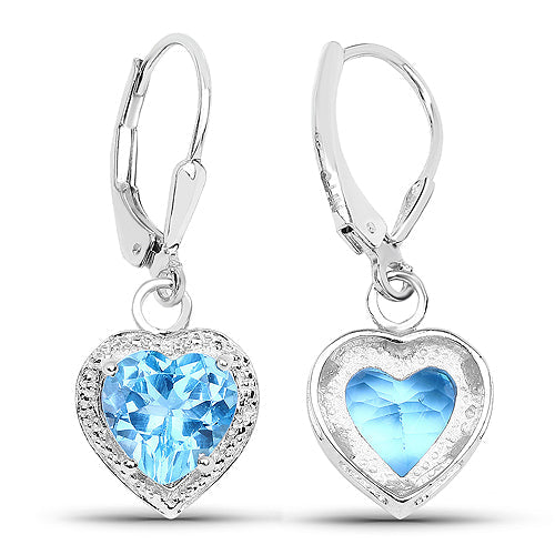 4.20 Carat Genuine Swiss Blue Topaz .925 Sterling Silver Earrings