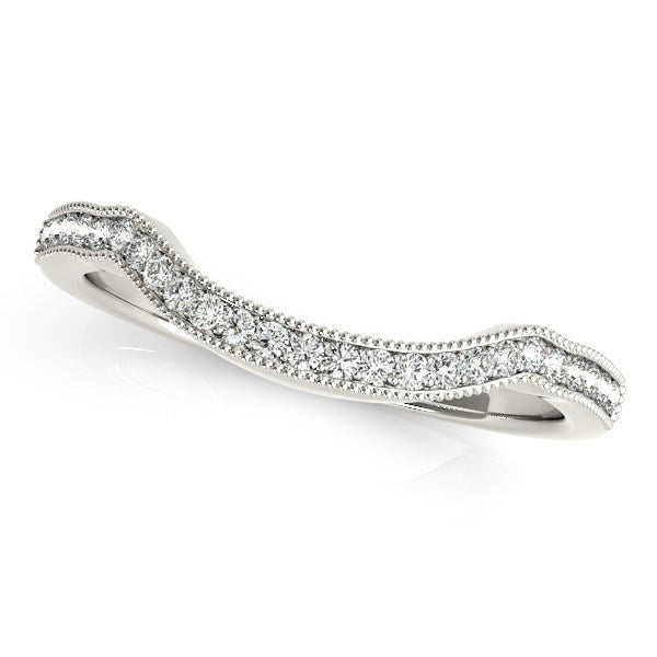 Alliance en or blanc 14 carats, pavée de diamants de style ondulé (poids total de 1/6 carat)