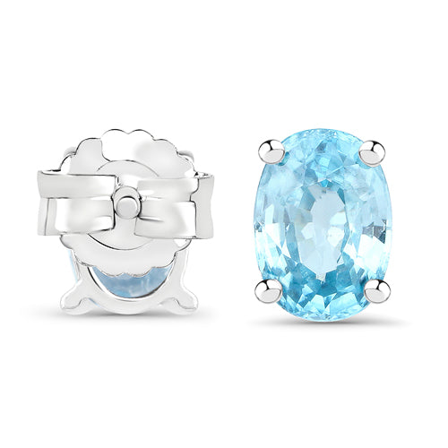 Boucles d'oreilles en argent sterling .925 avec zircons bleus véritables de 2,40 carats