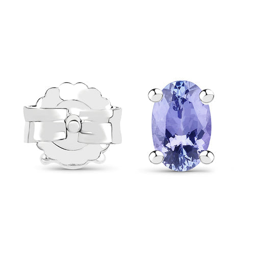 Boucles d'oreilles en argent sterling 925 et tanzanite véritable 0,88 carat