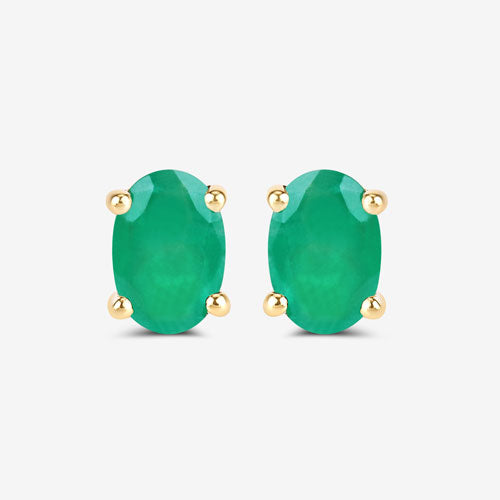 Boucles d'oreilles en or jaune 10 carats avec émeraudes de Zambie véritables de 0,88 carat